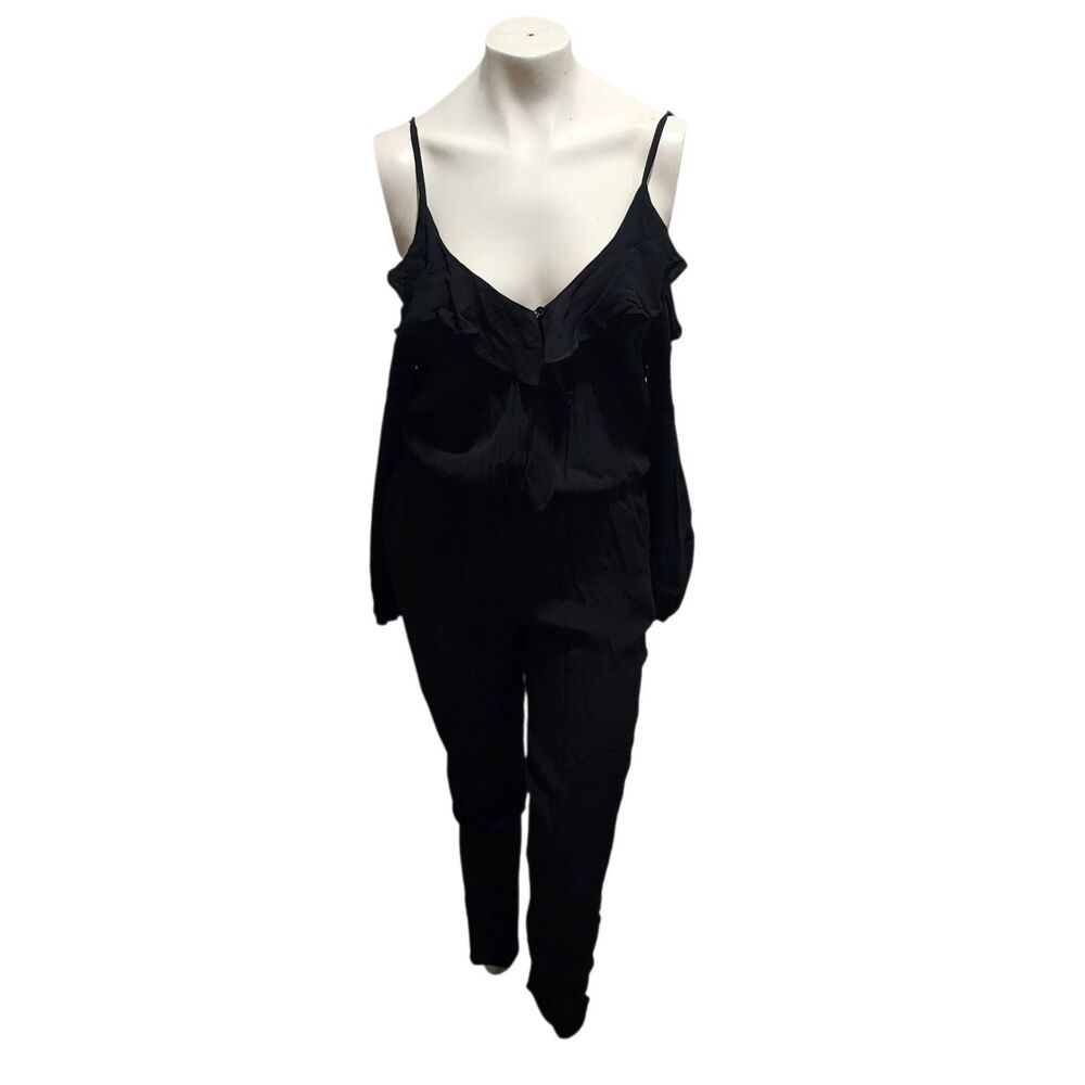 Fraiche by J Black Ruffle Cold Shoulder Jumpsuit NWT Size M Women’s Spaghetti